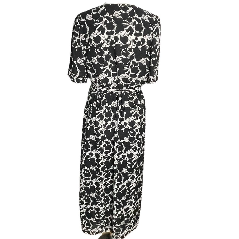 New Max Studio Floral Faux Wrap Dress Black White Garden Party Boho Medium - Picture 4 of 4